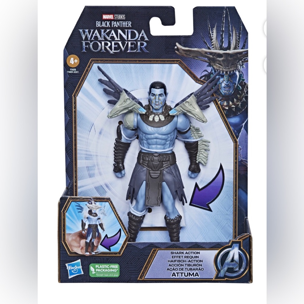 Marvel Studios Black Panther Wakanda Forever Shark Attuma Action Figura. 4+